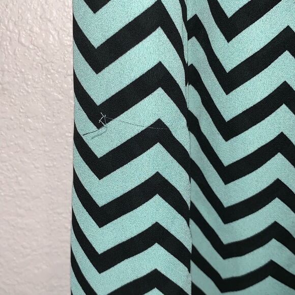 Ciel Chevron Striped A Line Mini Dress Teal Black - Picture 8 of 8
